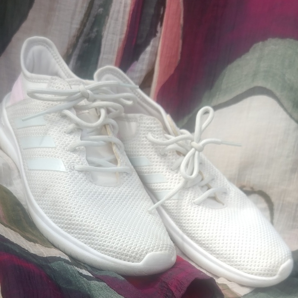 Adidas White And Soft Pink Cloud Foam Sneakers Size 8